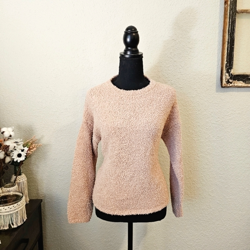Sincerely Jules Cozy Fuzzy Fleece Sweater Neutral Warm Soft Teddy Bear Small - Picture 2 of 8